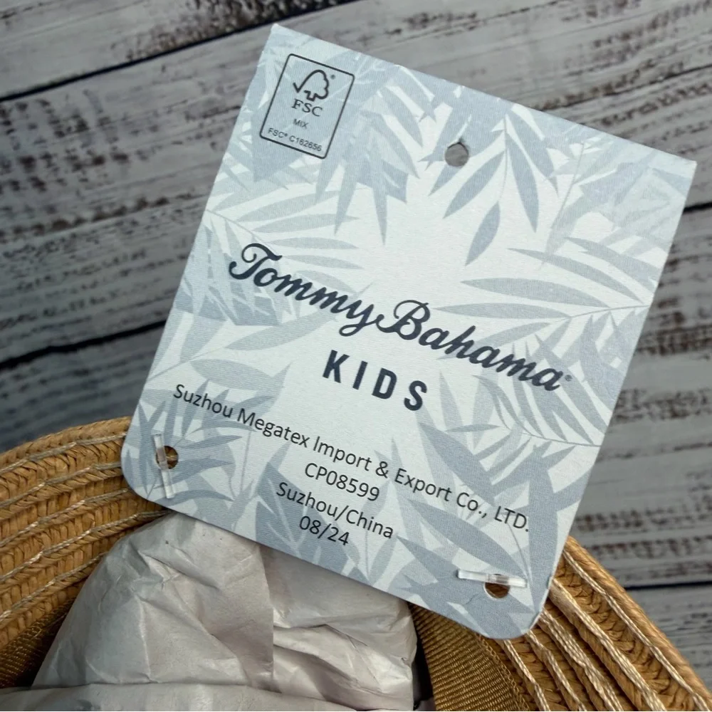 Tommy Bahama Kids Striped Woven Straw Hat‎ Blue One Size NEW